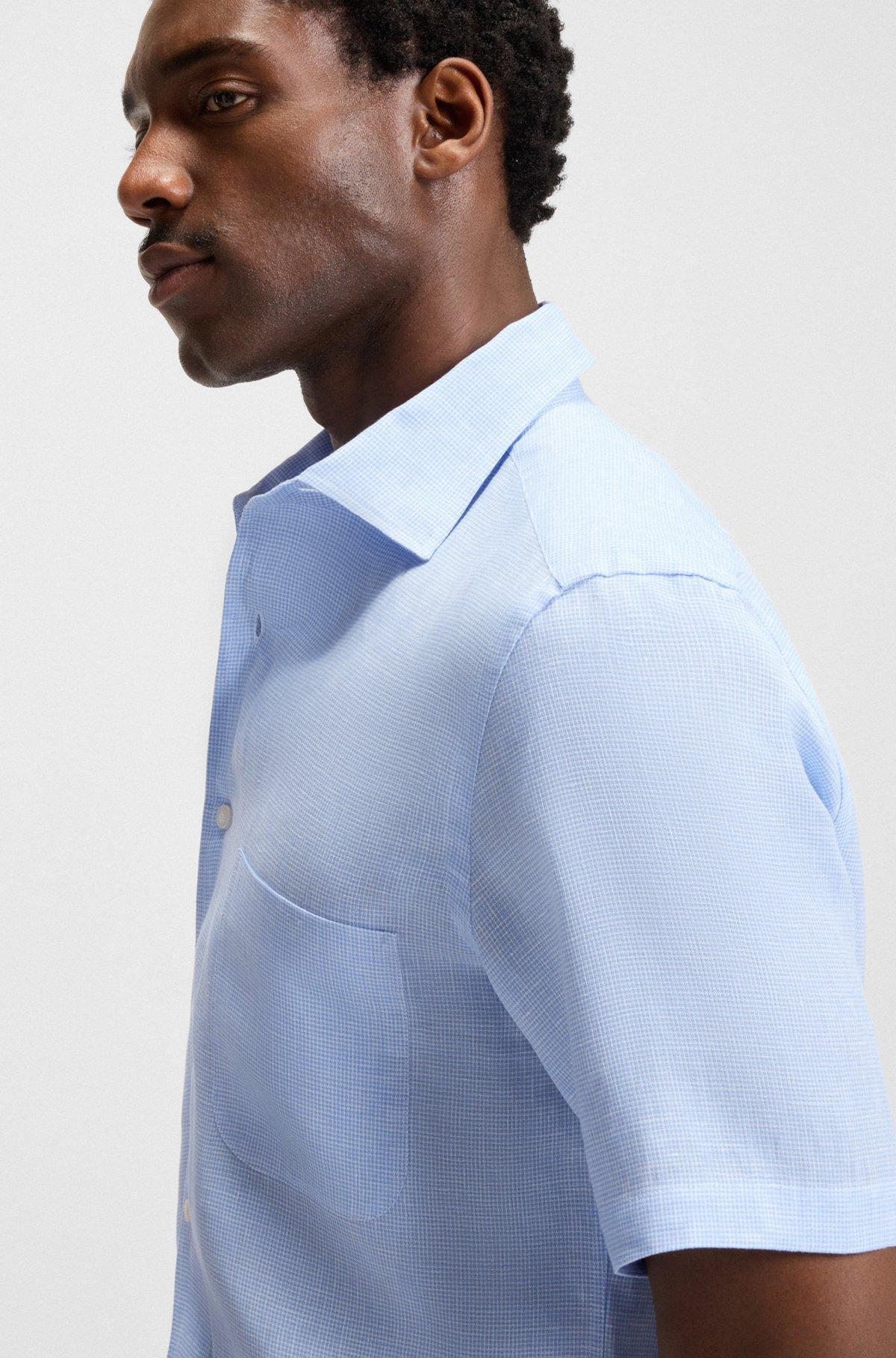 BOSS - BECKHAM x BOSS regular-fit shirt in 100% linen - Light Blue Product Image