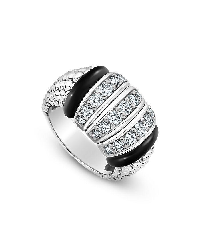 LAGOS Sterling Silver Black Caviar Diamond & Black Ceramic Statement Ring Product Image