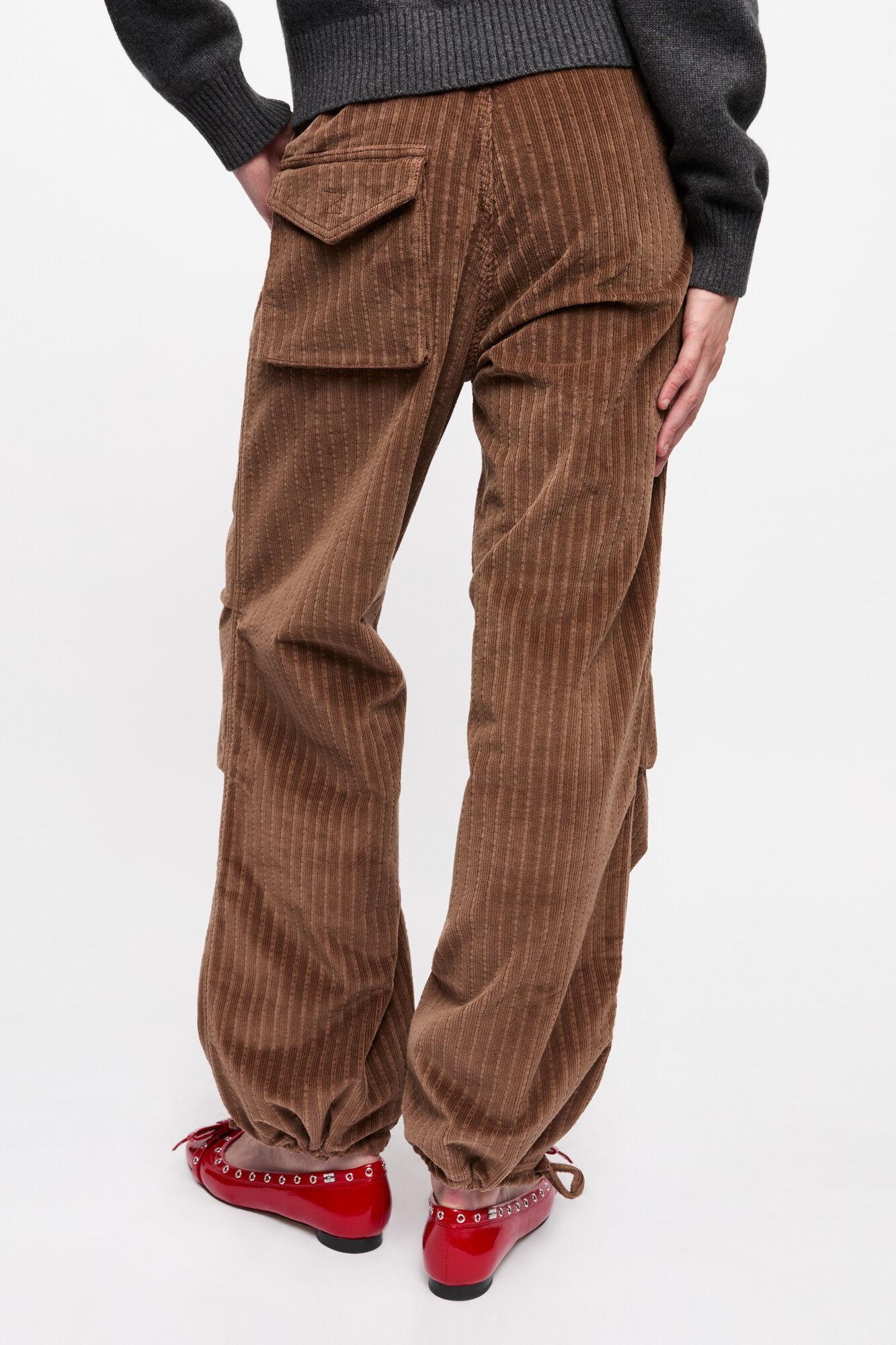 Brown Corduroy Drawstring Pants Product Image