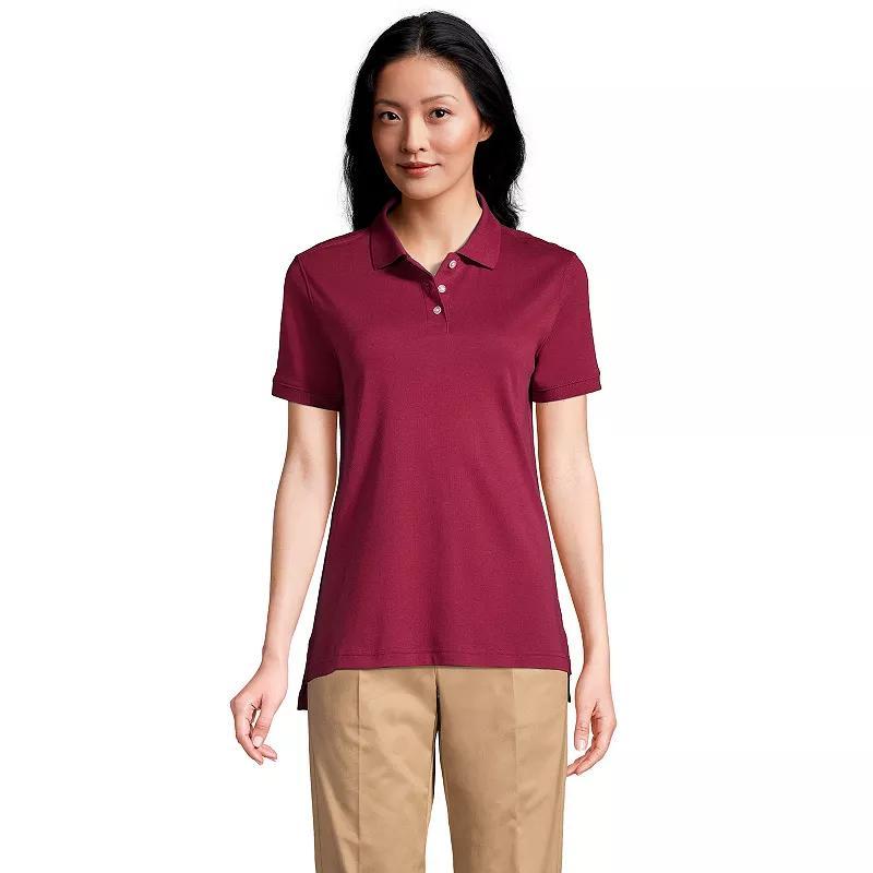 Women's Lands' End School Uniform Classic Short Sleeve Interlock Polo Top, Size: Large, White Product Image