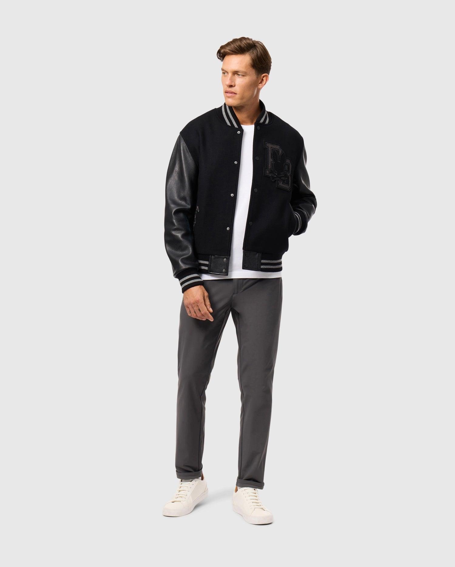 MENS BRAYDEN WOOL LEATHER VARSITY BOMBER - B6J876D200 Product Image