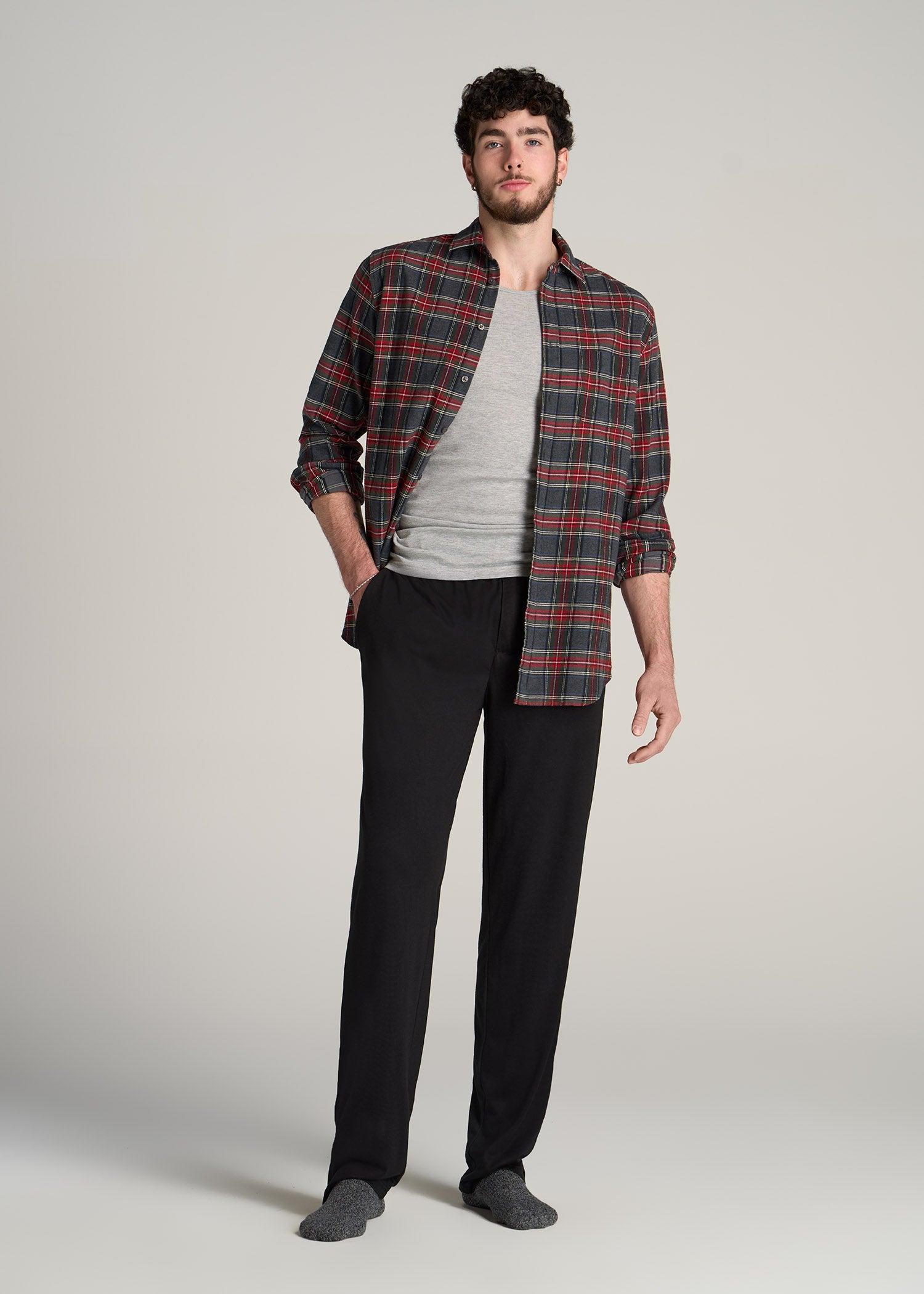 Lounge Pajama Pants for Tall Men in Black Product Image