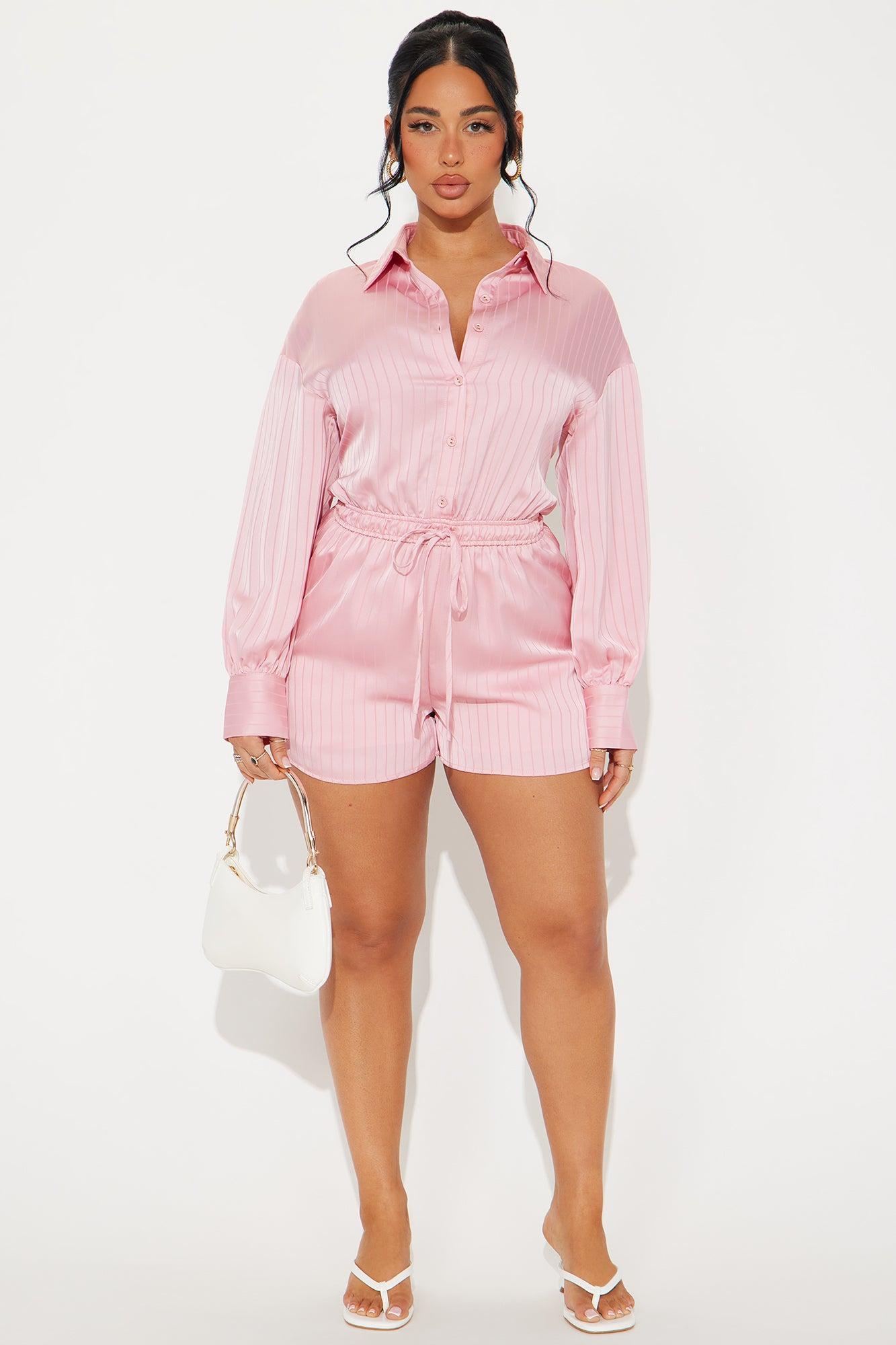 Sonya Satin Romper - Pink Product Image