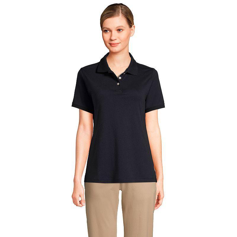 Women's Lands' End School Uniform Classic Short Sleeve Interlock Polo Top, Size: Large, White Product Image