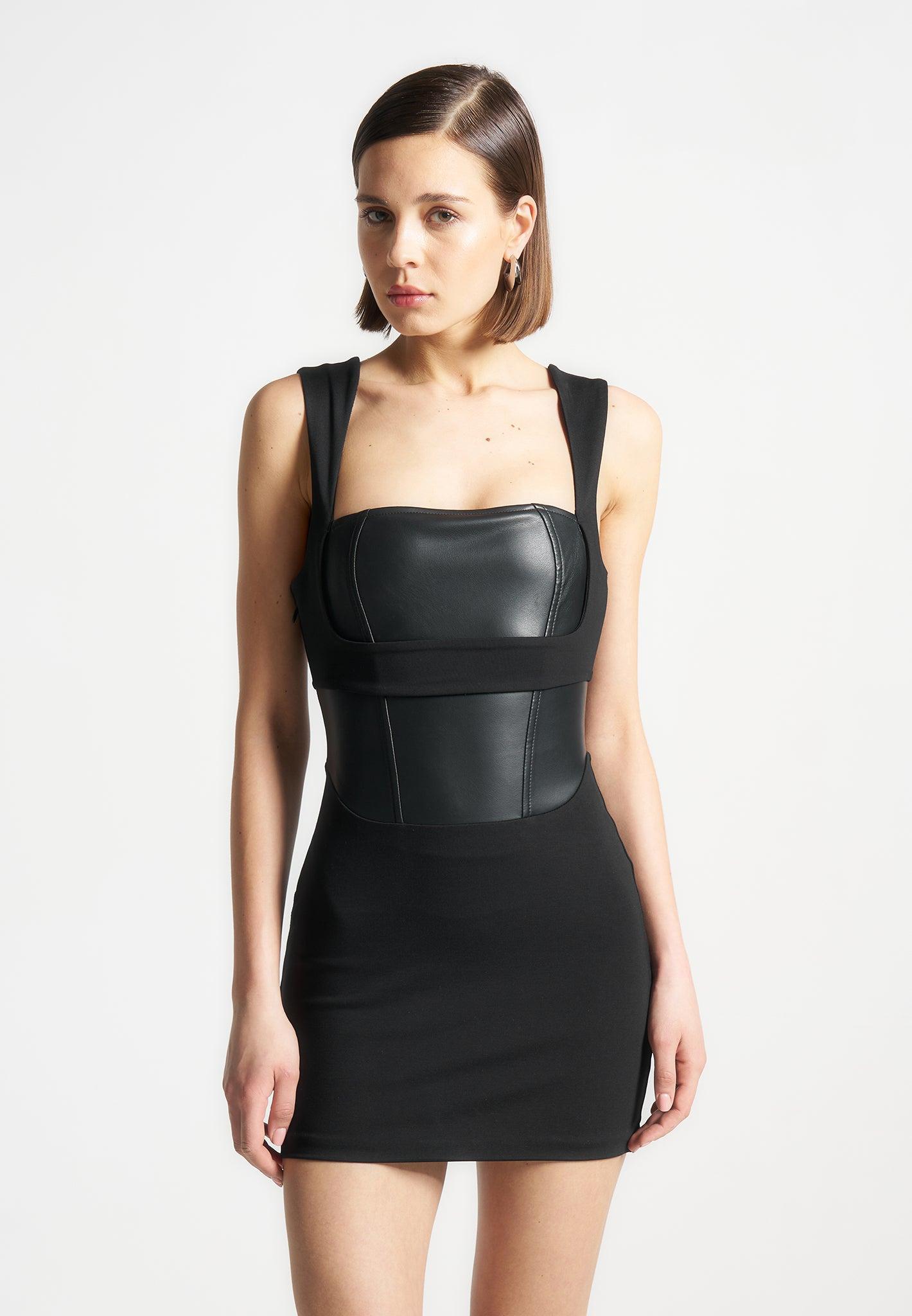 Layered Corset Mini Dress - Black Female Product Image