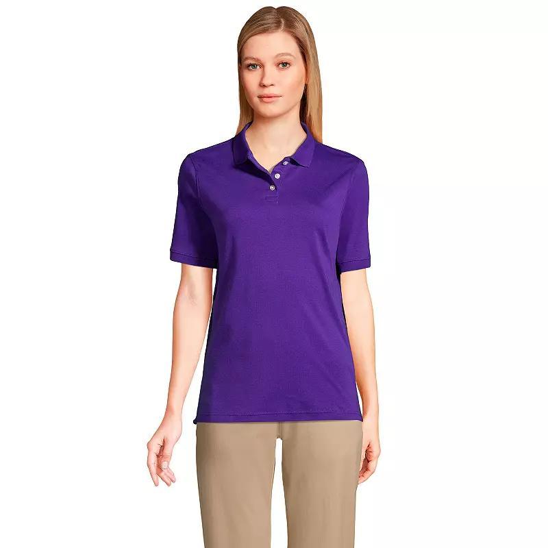 Women's Lands' End School Uniform Classic Short Sleeve Interlock Polo Top, Size: Small, Classic Blue Product Image