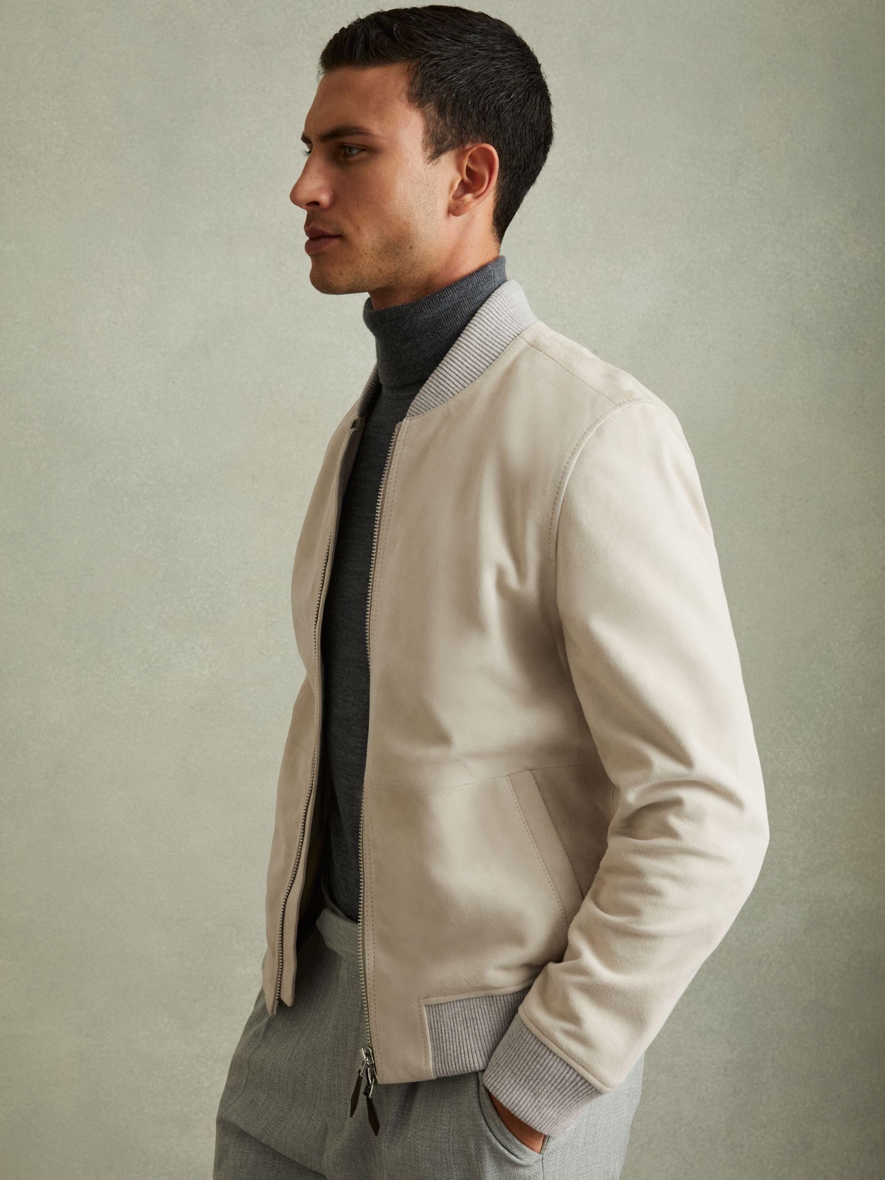 Diego Off White Suede Bomber Jacket Product Image