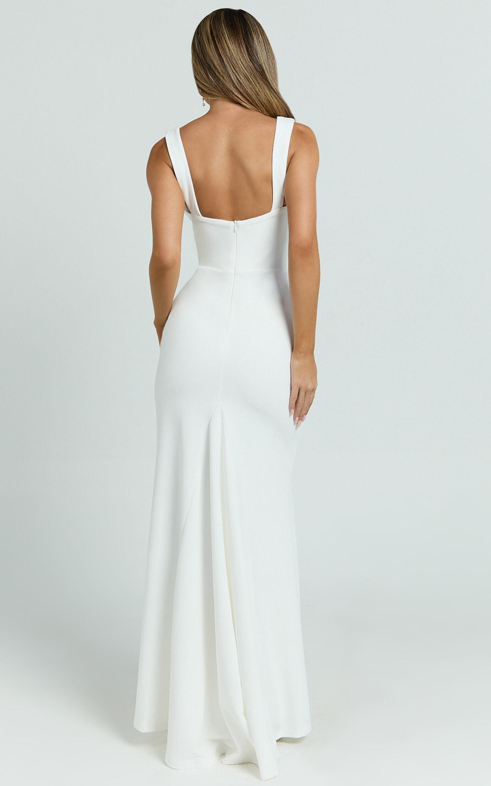 Tabitha Maxi Dress - Cowl Neck High Split Dress in Ivory Product Image