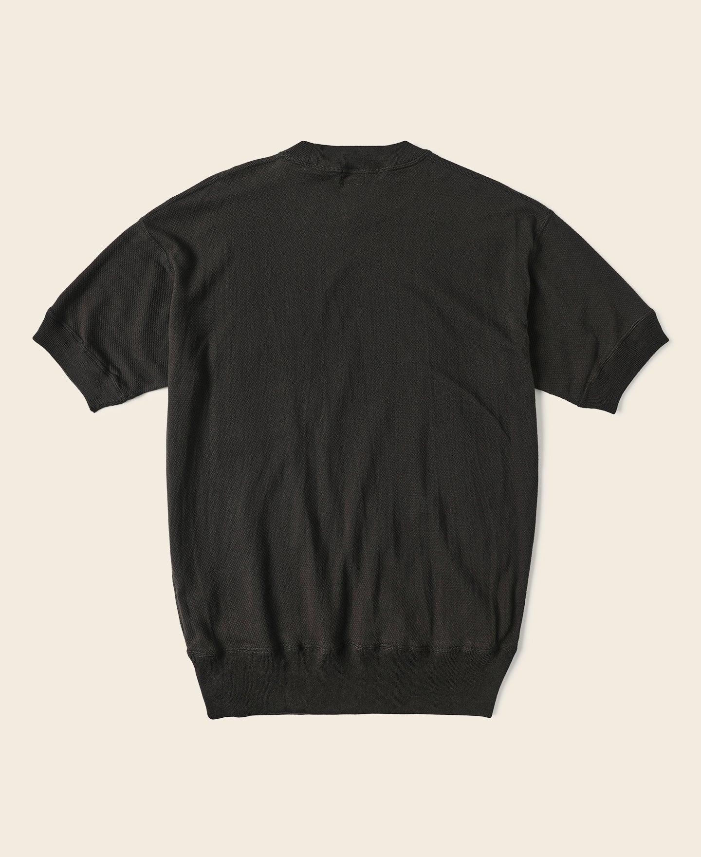 Waffle Knit Pattern Pocket T-Shirt - Black Product Image