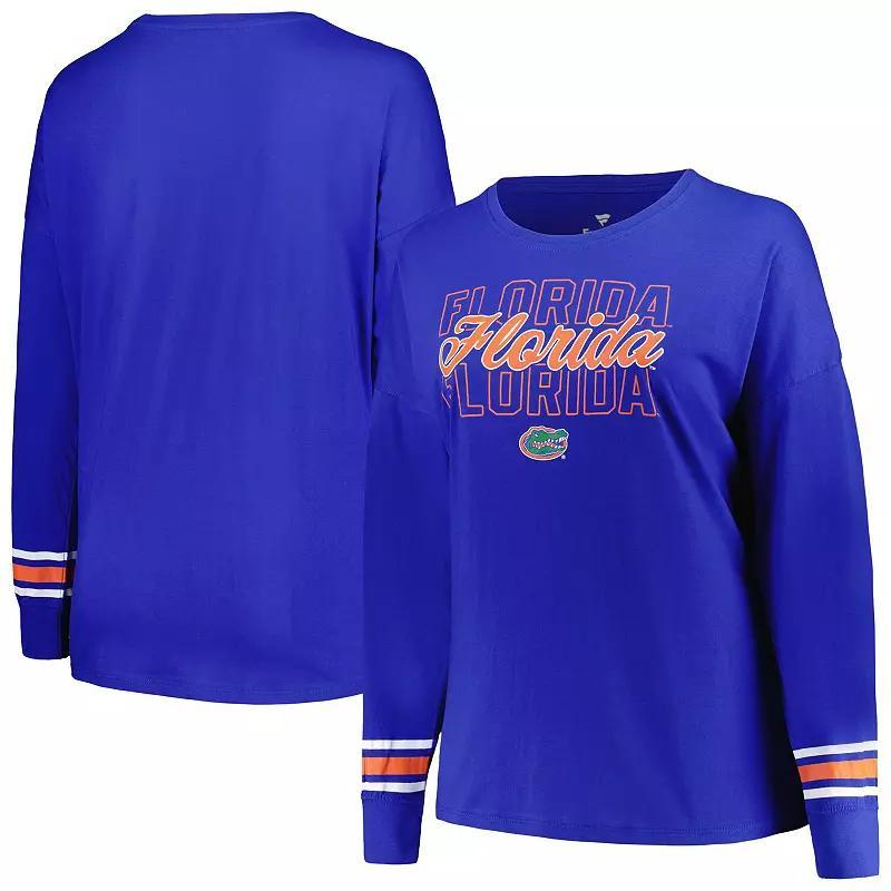 Womens Profile Royal Florida Gators Plus Size Triple Script Scoop Neck Long Sleeve T-Shirt Product Image