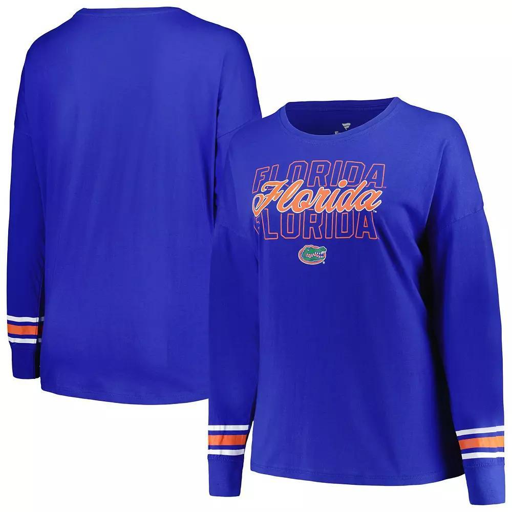 Women's Profile Royal Florida Gators Plus Size Triple Script Scoop Neck Long Sleeve T-Shirt, Size: 1XL, Blue Product Image