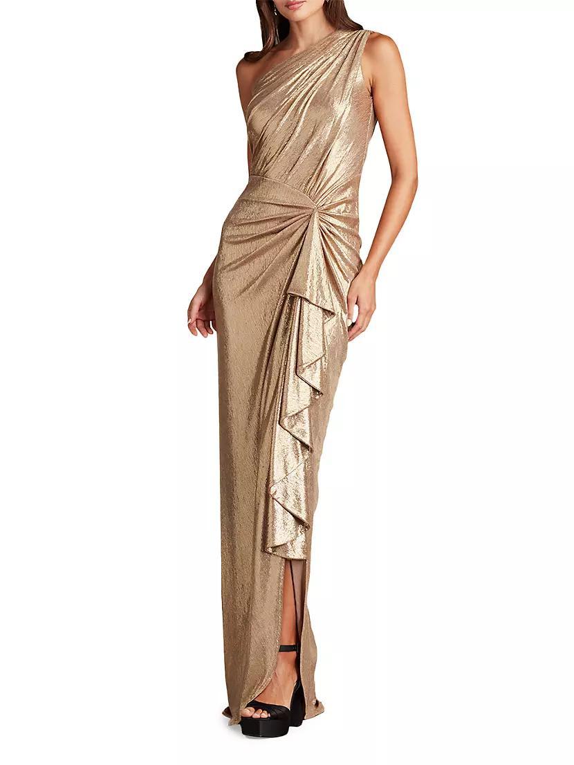 One-Shoulder Metallic Jersey Gown Product Image