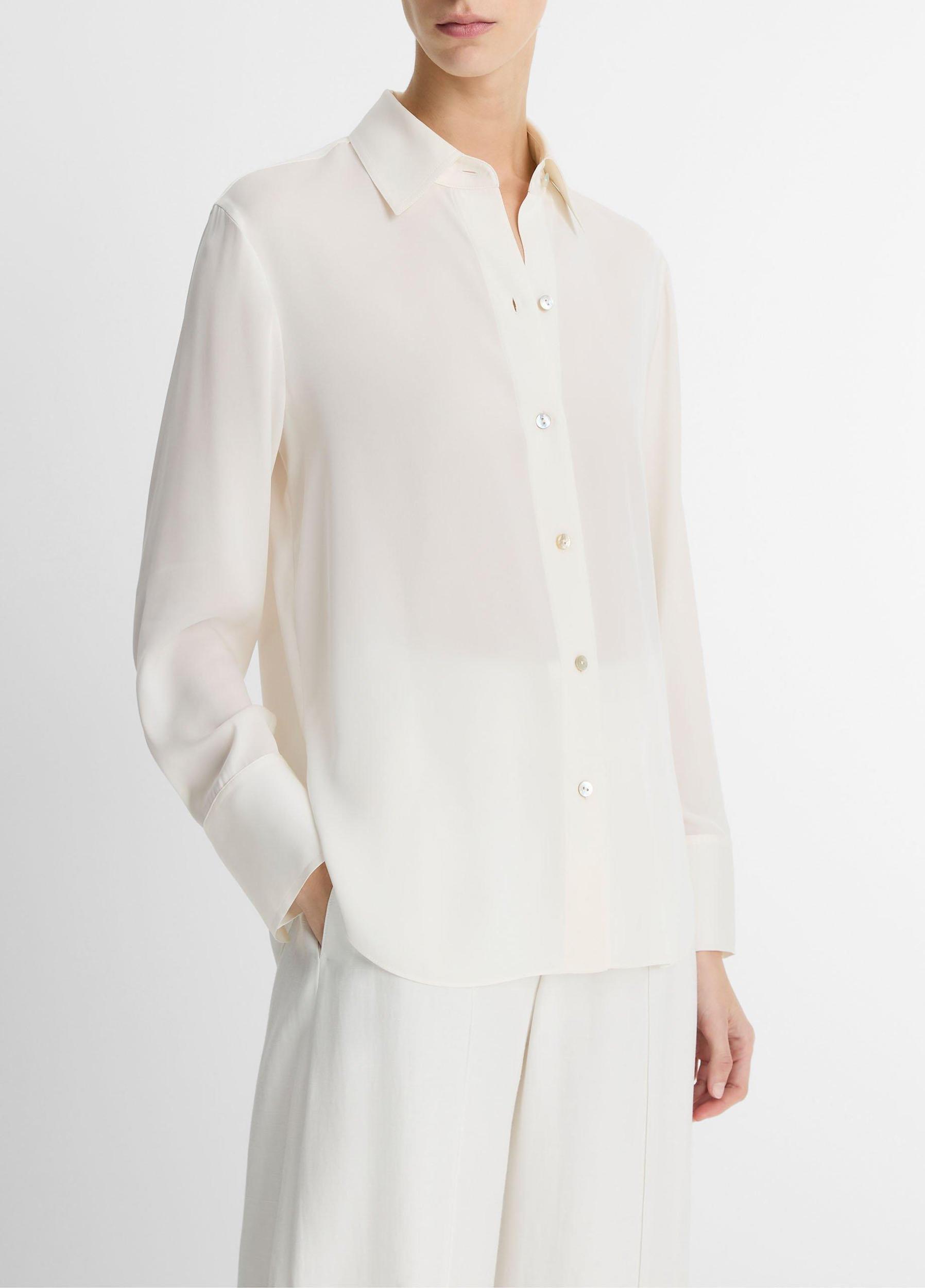 Stretch-Silk Button-Front Blouse Product Image