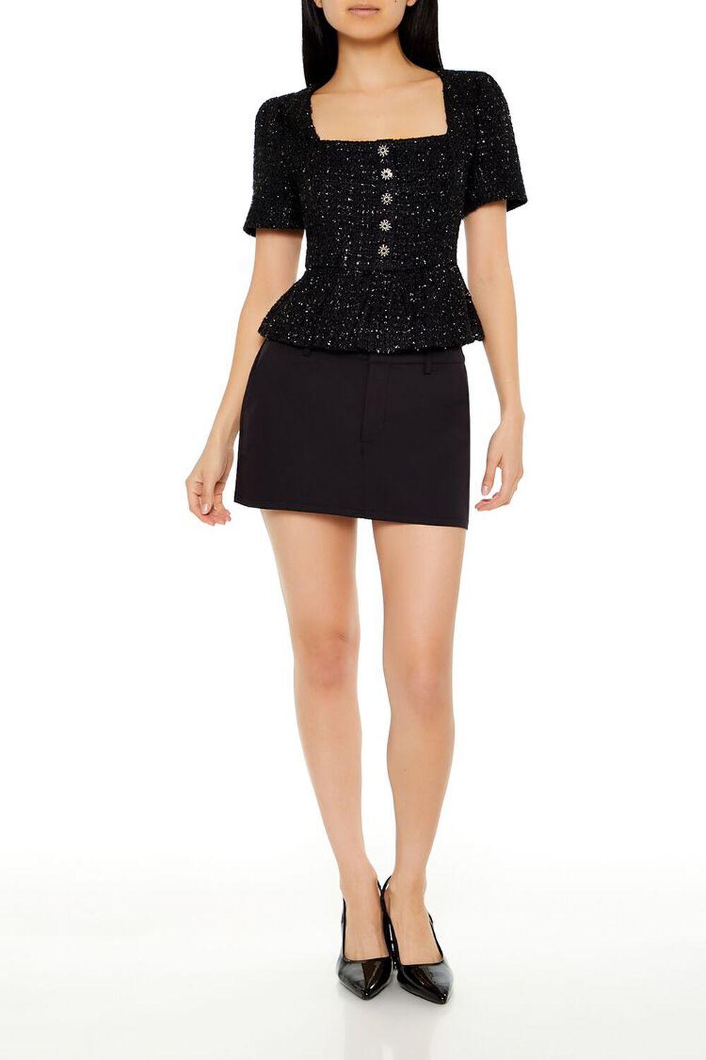 Textured Metallic Peplum Top | Forever 21 Product Image