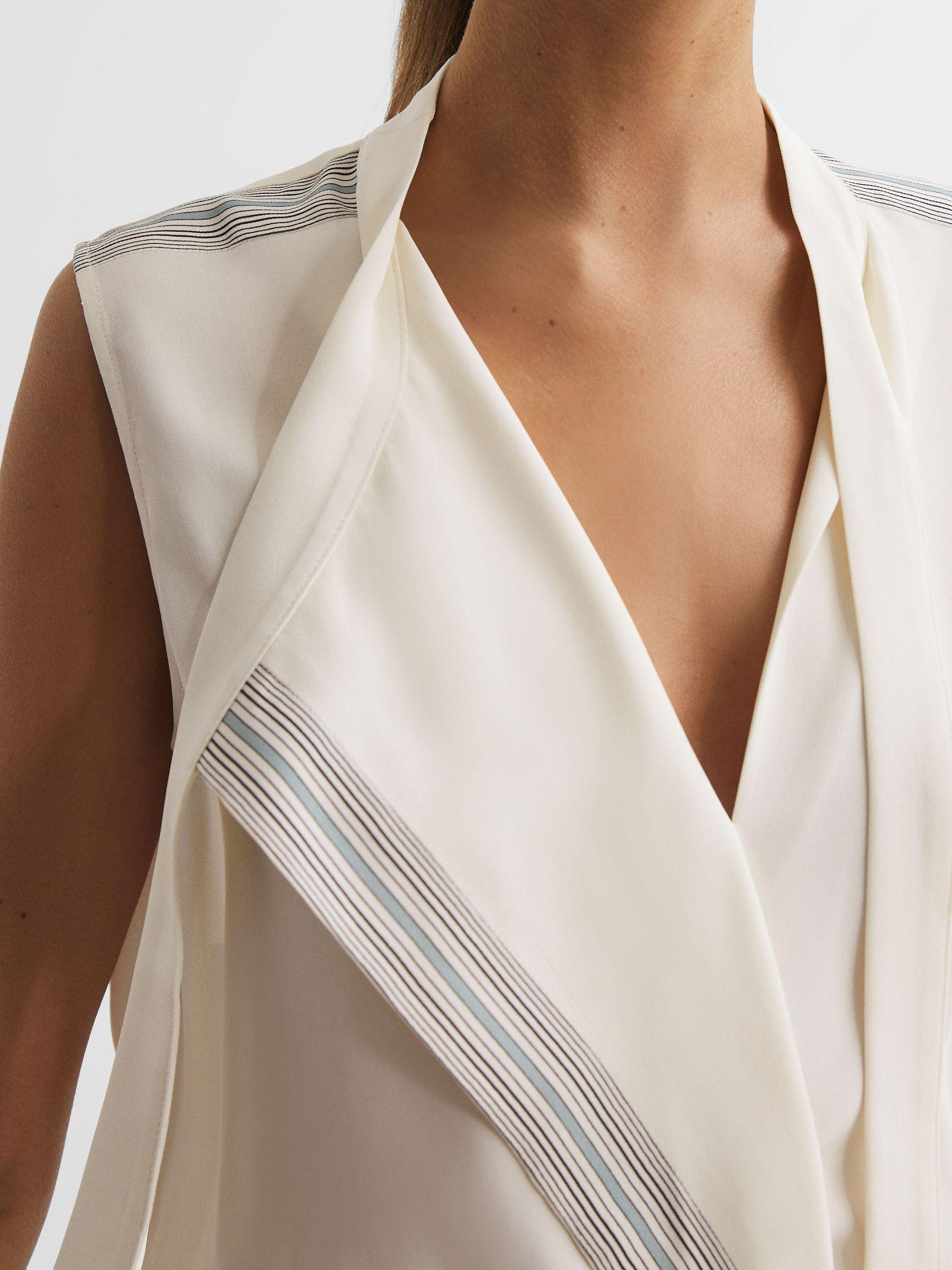 Striped Sleeveless Shell Top in Ivory Product Image