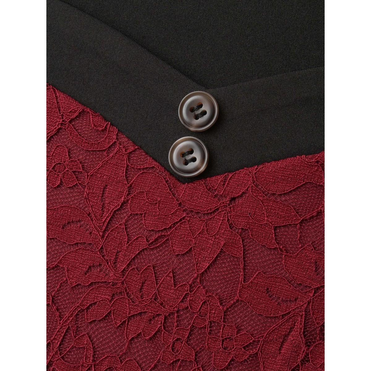 Plus Size Lace Heart Neckline Pocket Midi Dress Black Women Cocktail Texture Party Curvy Bloomchic 10/M Product Image