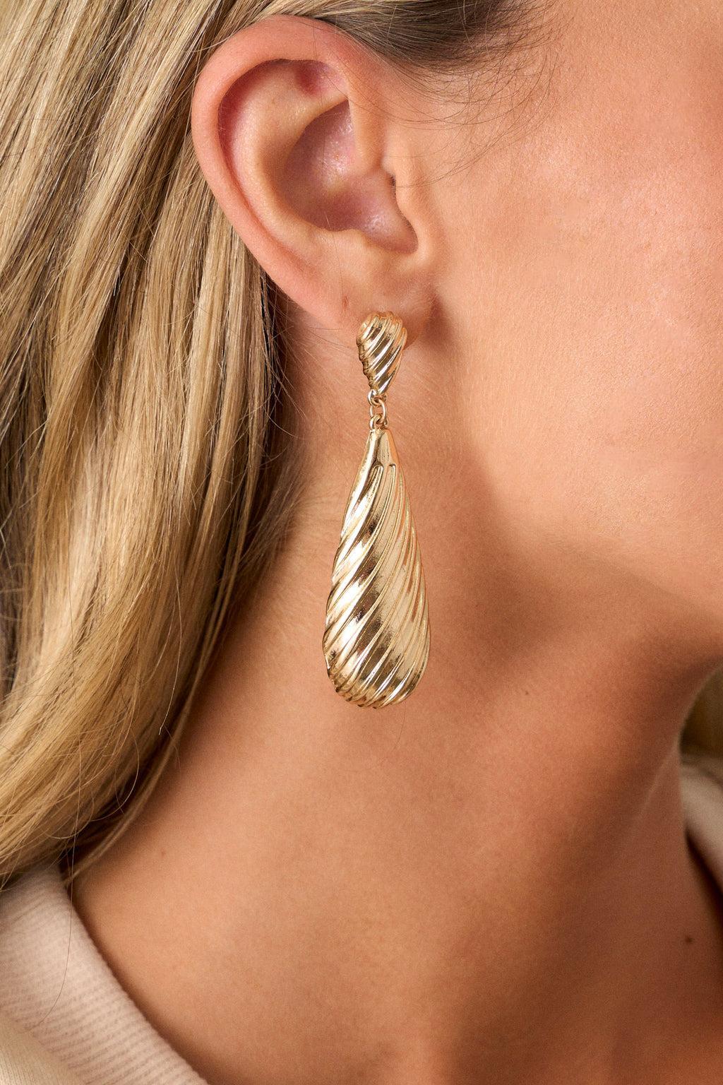 Starlight Voyage Gold Textured Drop Earrings Product Image