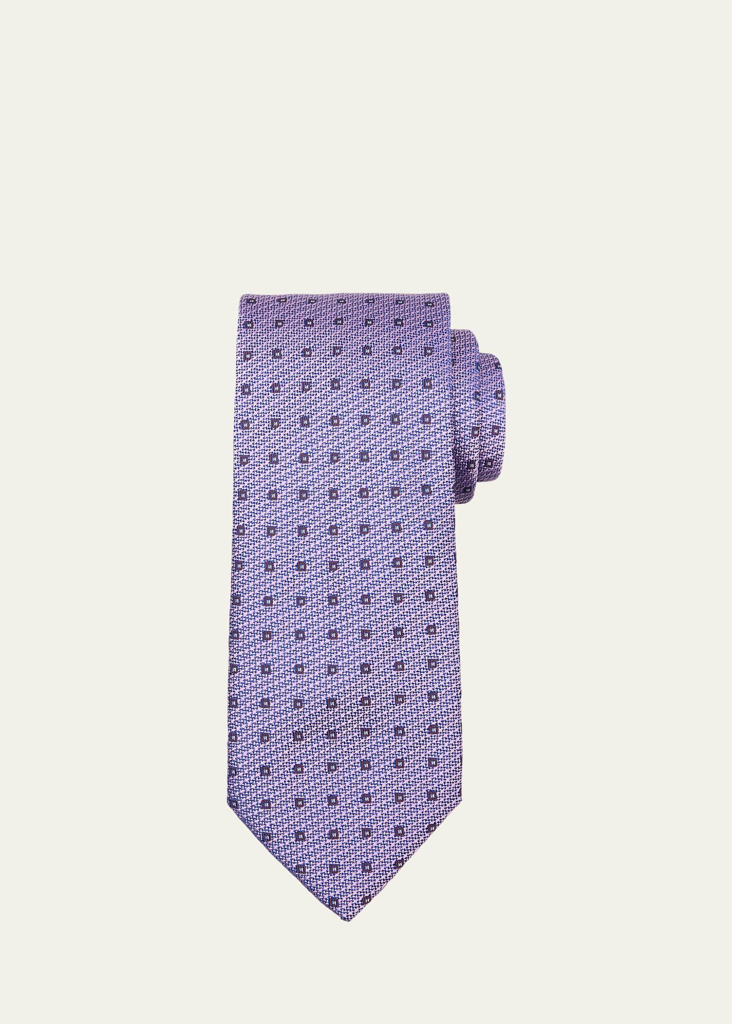 Mens Geometric Jacquard Silk Tie Product Image