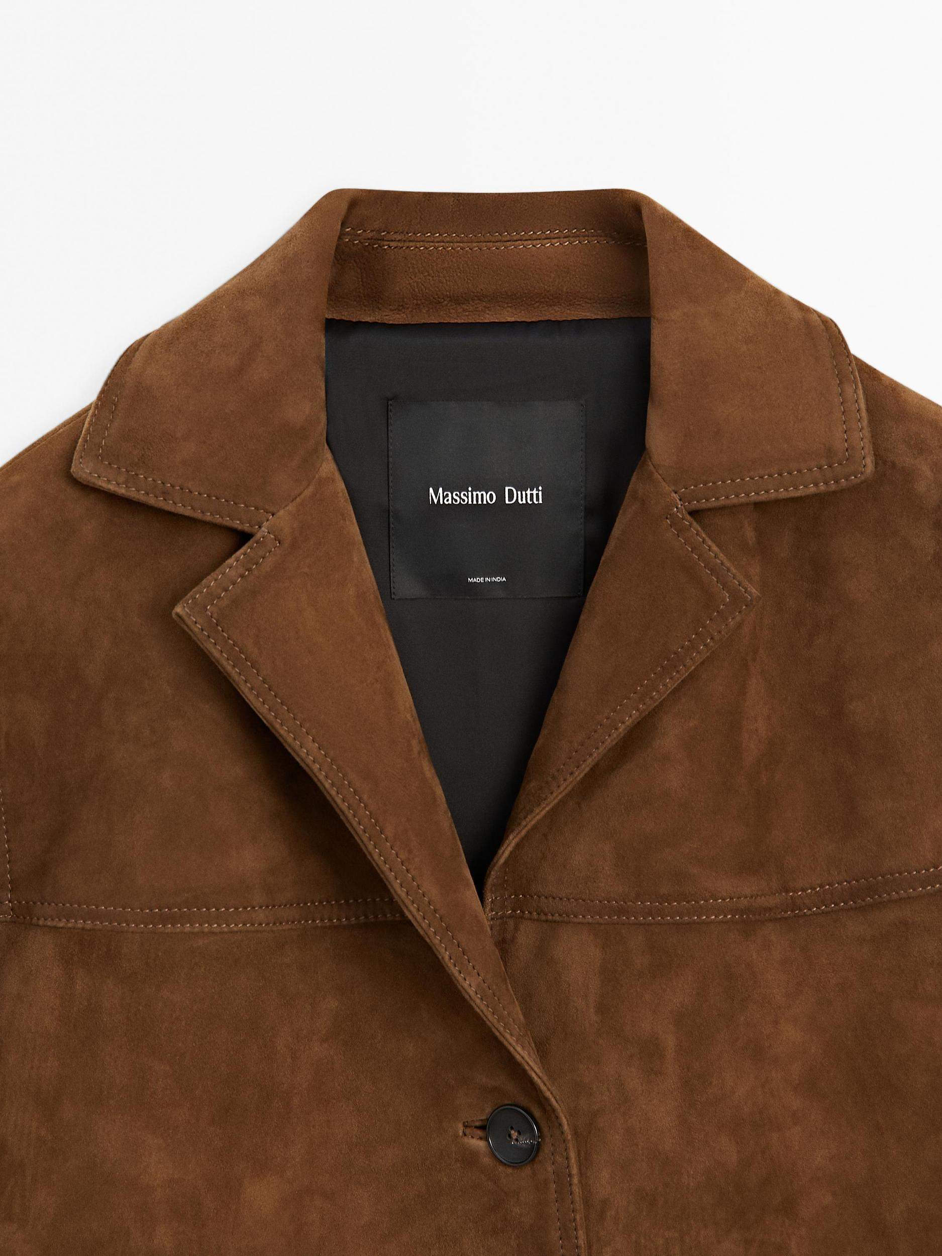 Suede leather blazer with topstitching Product Image