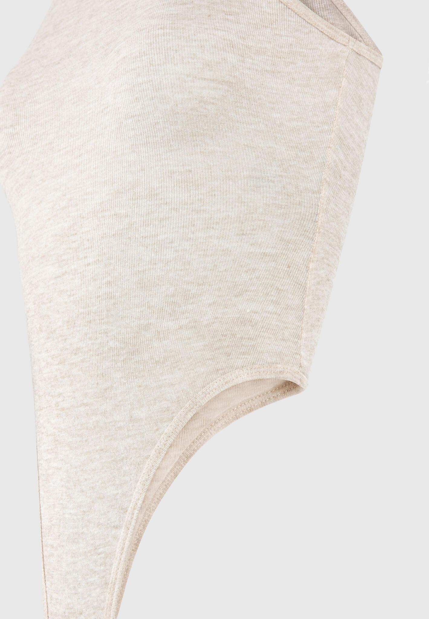 Éternelle Sheer Racer Neck Bodysuit - Beige Female Product Image