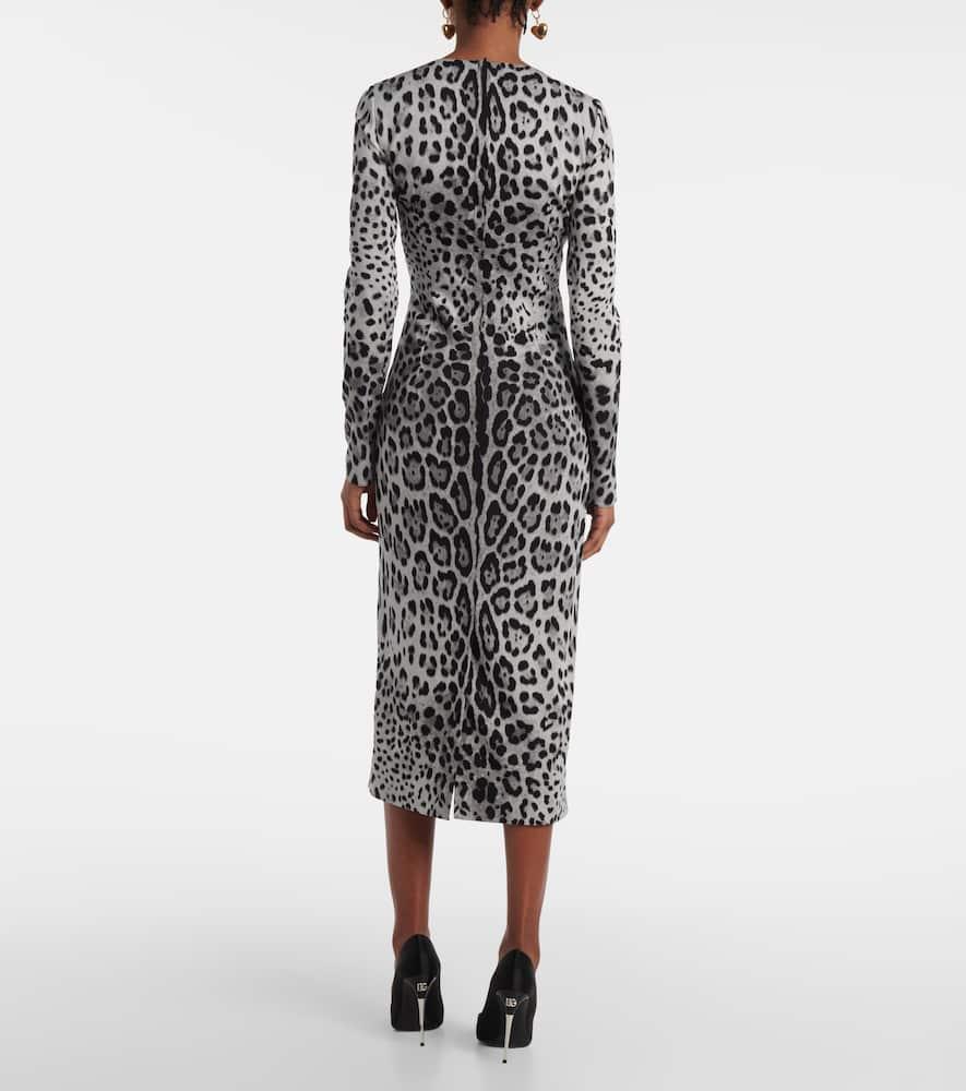 DOLCE & GABBANA Leopard-print Dress In Grey Product Image