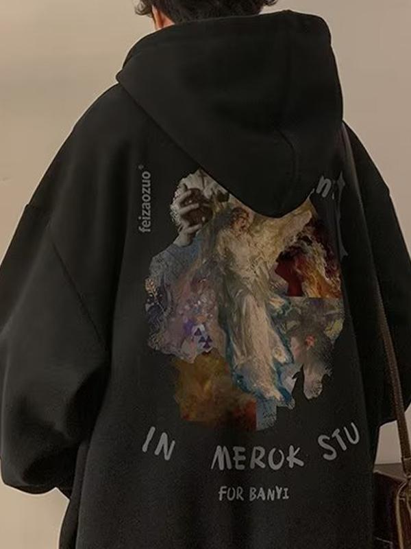 Men's Vintage Graphic Fleece Lined Pullover Hoodie Product Image