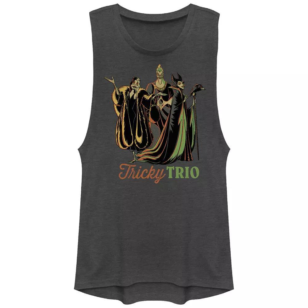 Disney Villains Tricky Trio Juniors' Graphic Tank Top, Girl's, Size: Medium, Grey Product Image