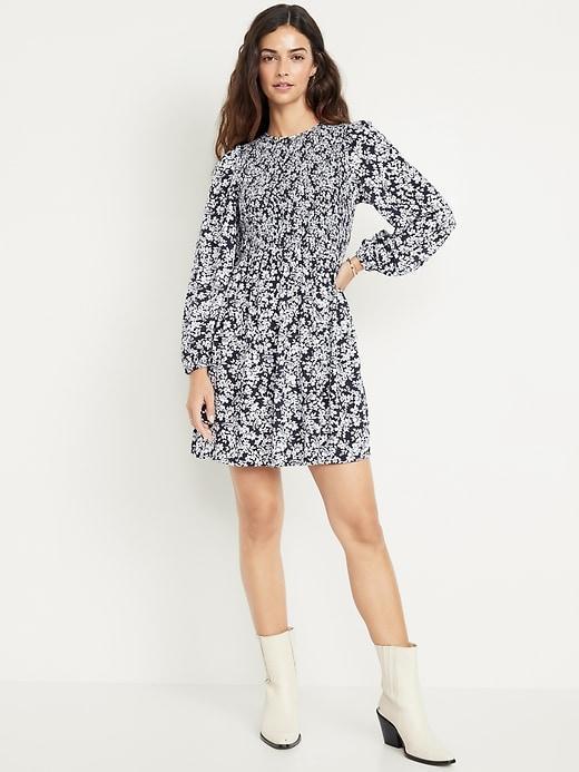 Fit &amp; Flare Long-Sleeve Mini Dress Product Image