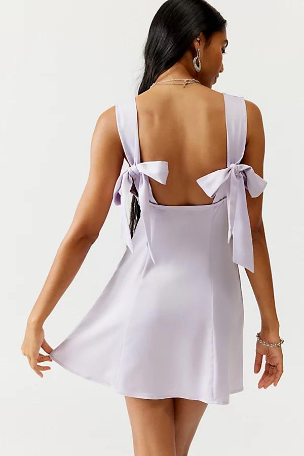 Urban Outfitters UO Bri Double Bow Satin Mini Dress Womens at Urban Outfitters Product Image