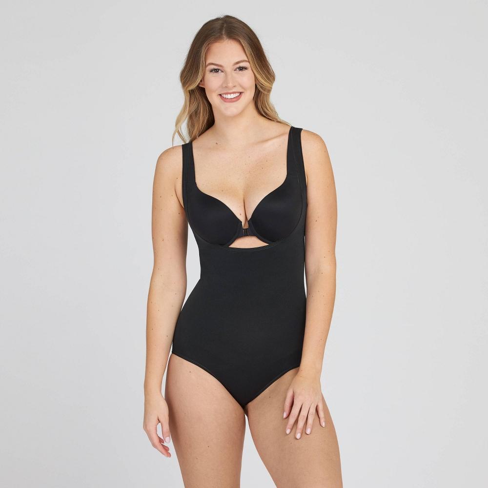 ASSETS by SPANX Womens Remarkable Results Open-Bust Brief Bodysuit - Black XL Product Image