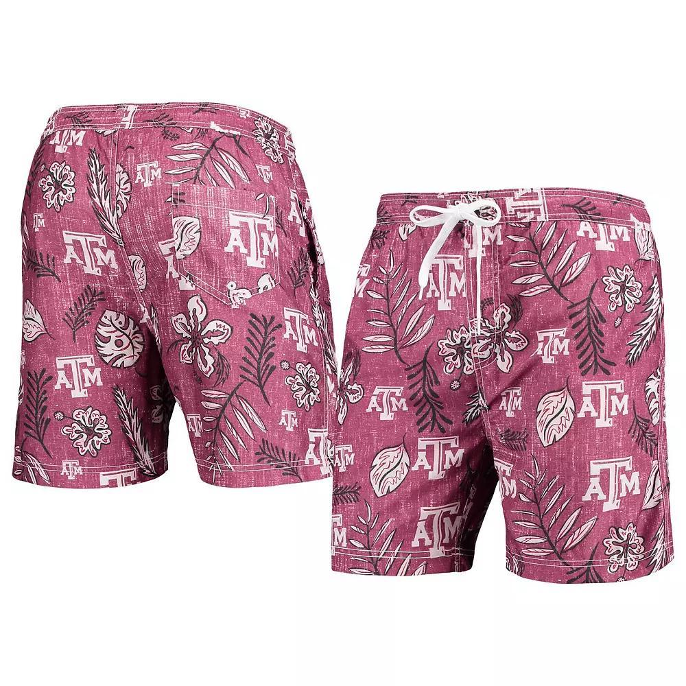 Men's Wes & Willy Maroon Texas A&M Aggies Vintage Floral Swim Trunks,  Product Image