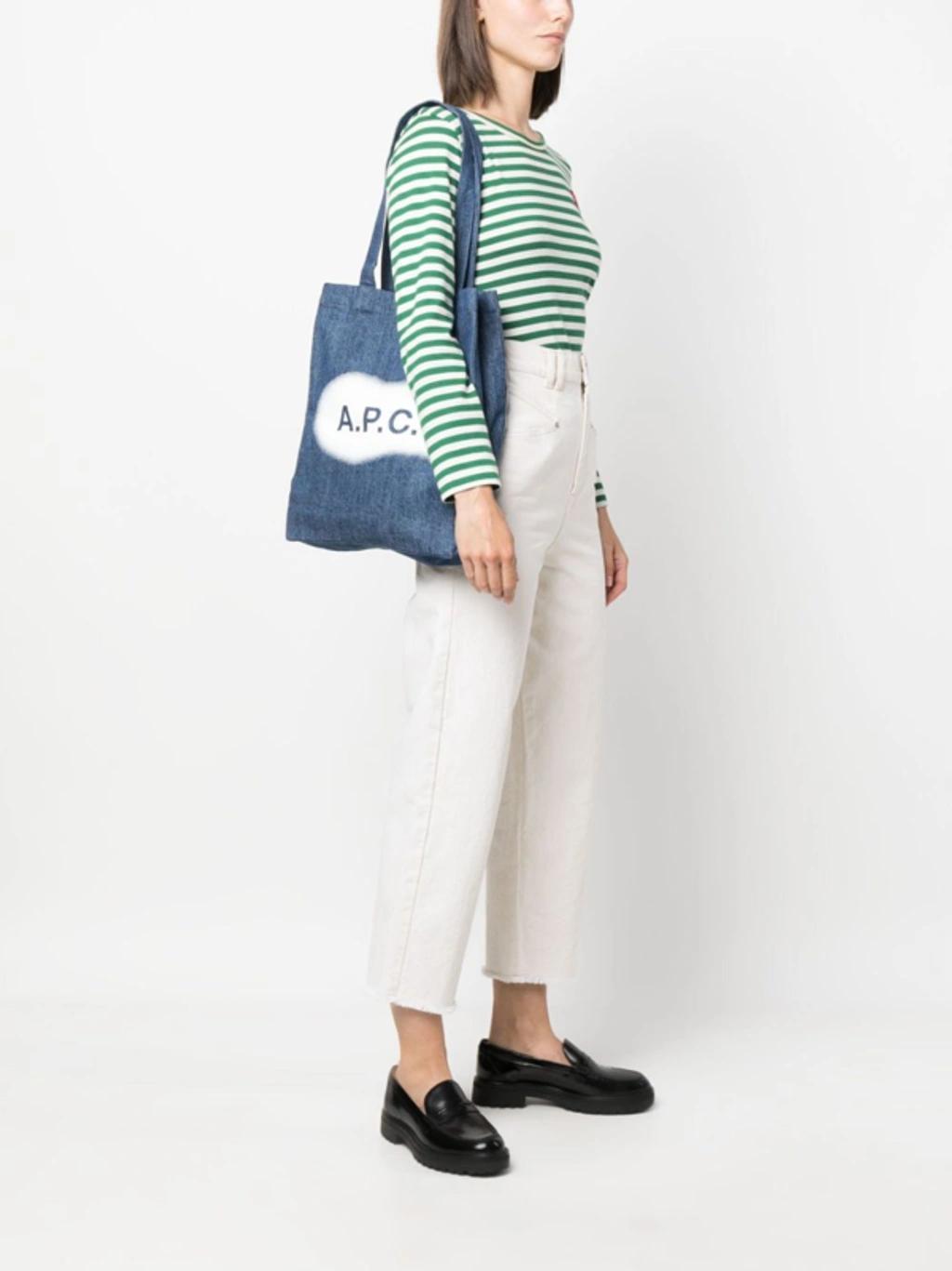 APC Lou Washed Denim Tote Bag In Multi Product Image