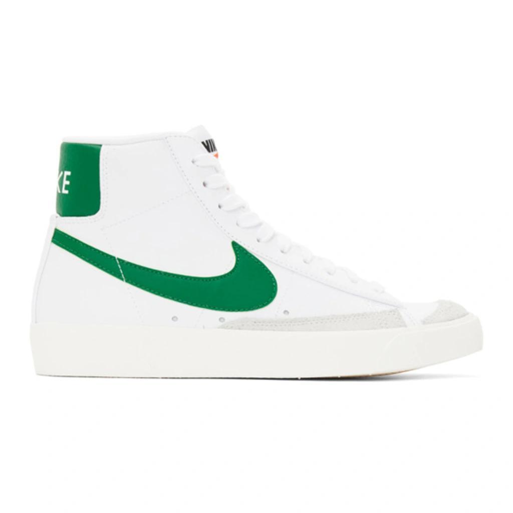 NIKE Men's Blazer Mid '77 Vintage Leather High-top Sneakers In Pine Green/white Product Image