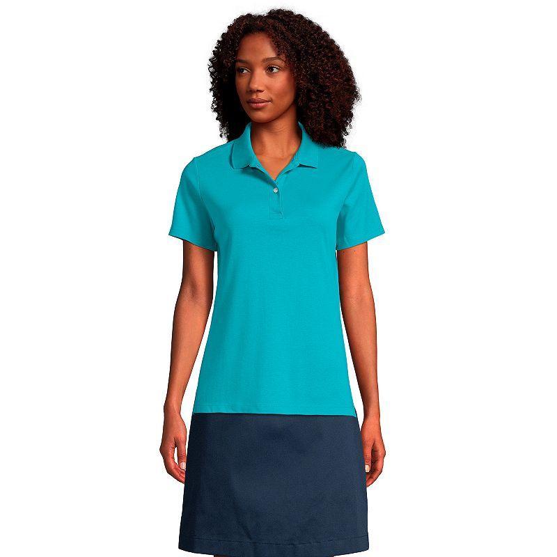 Women's Lands' End School Uniform Short Sleeve Interlock Polo Shirt, Size: XL, Classic Blue Product Image