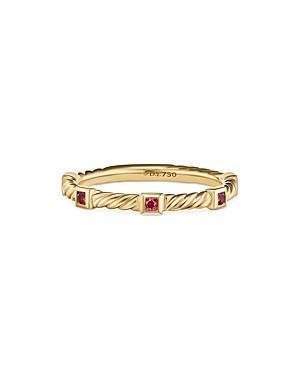 David Yurman 18K Yellow Gold Cable Sapphire Stack Band Ring Product Image