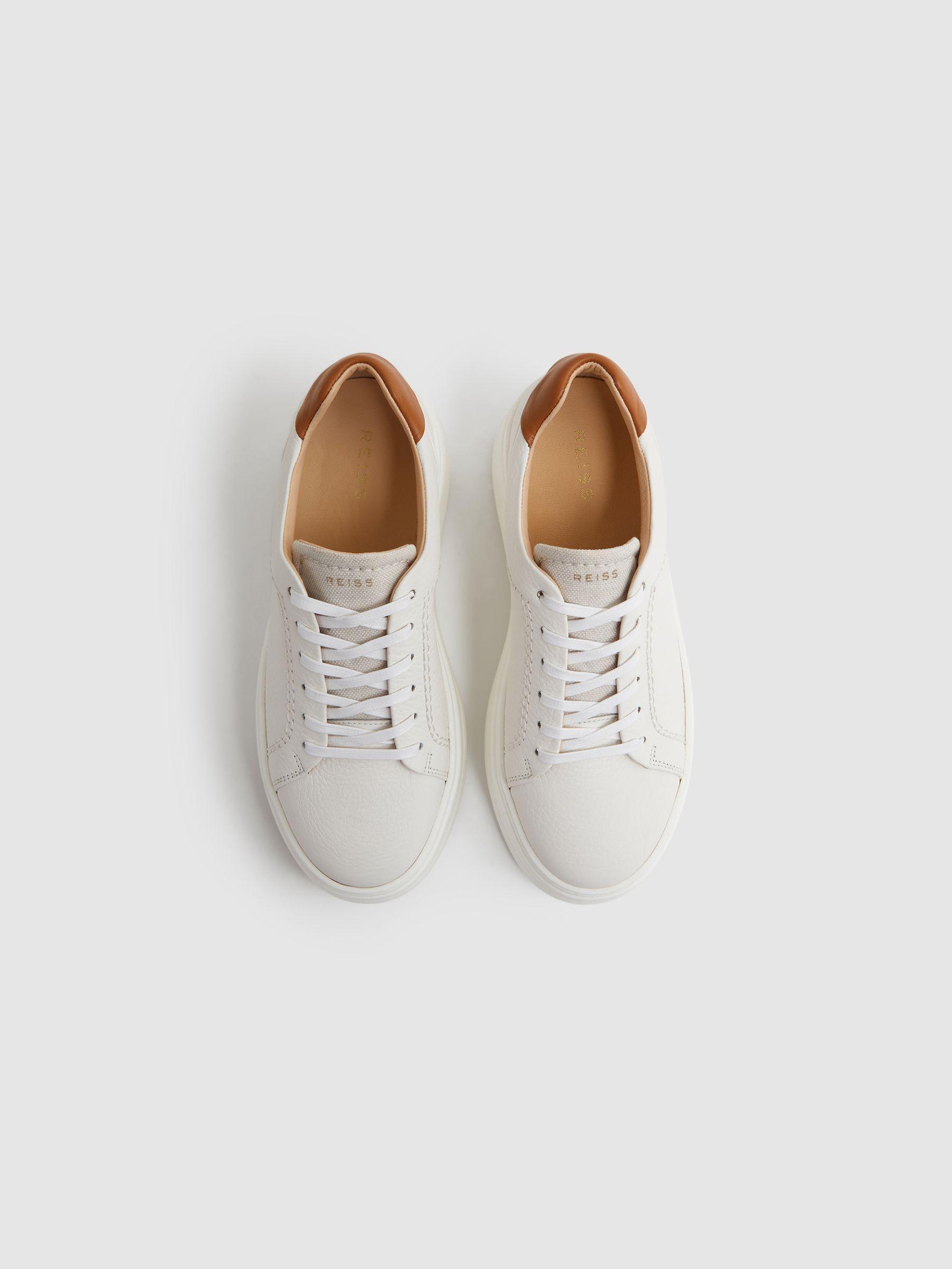 Chunky Leather Trainers in White Product Image