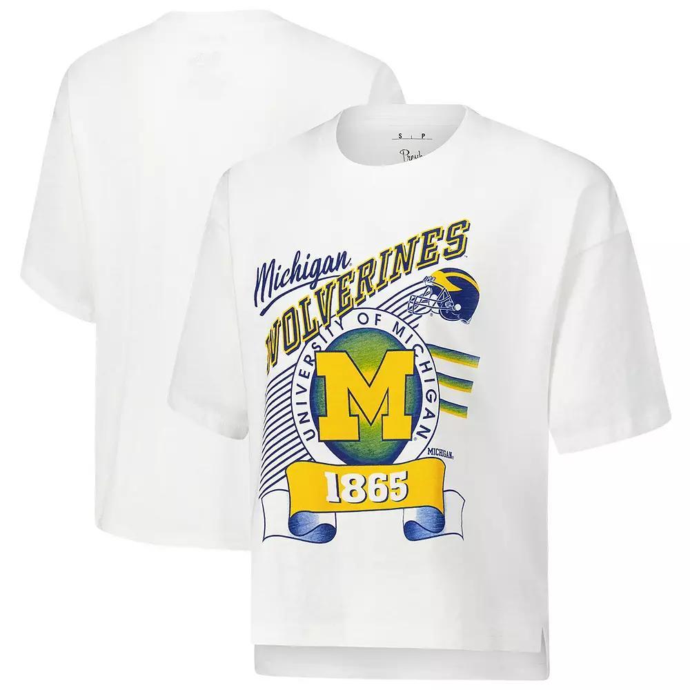 Women's Pressbox White Michigan Wolverines Rock & Roll Slub��T-Shirt, Size: 2XL Product Image