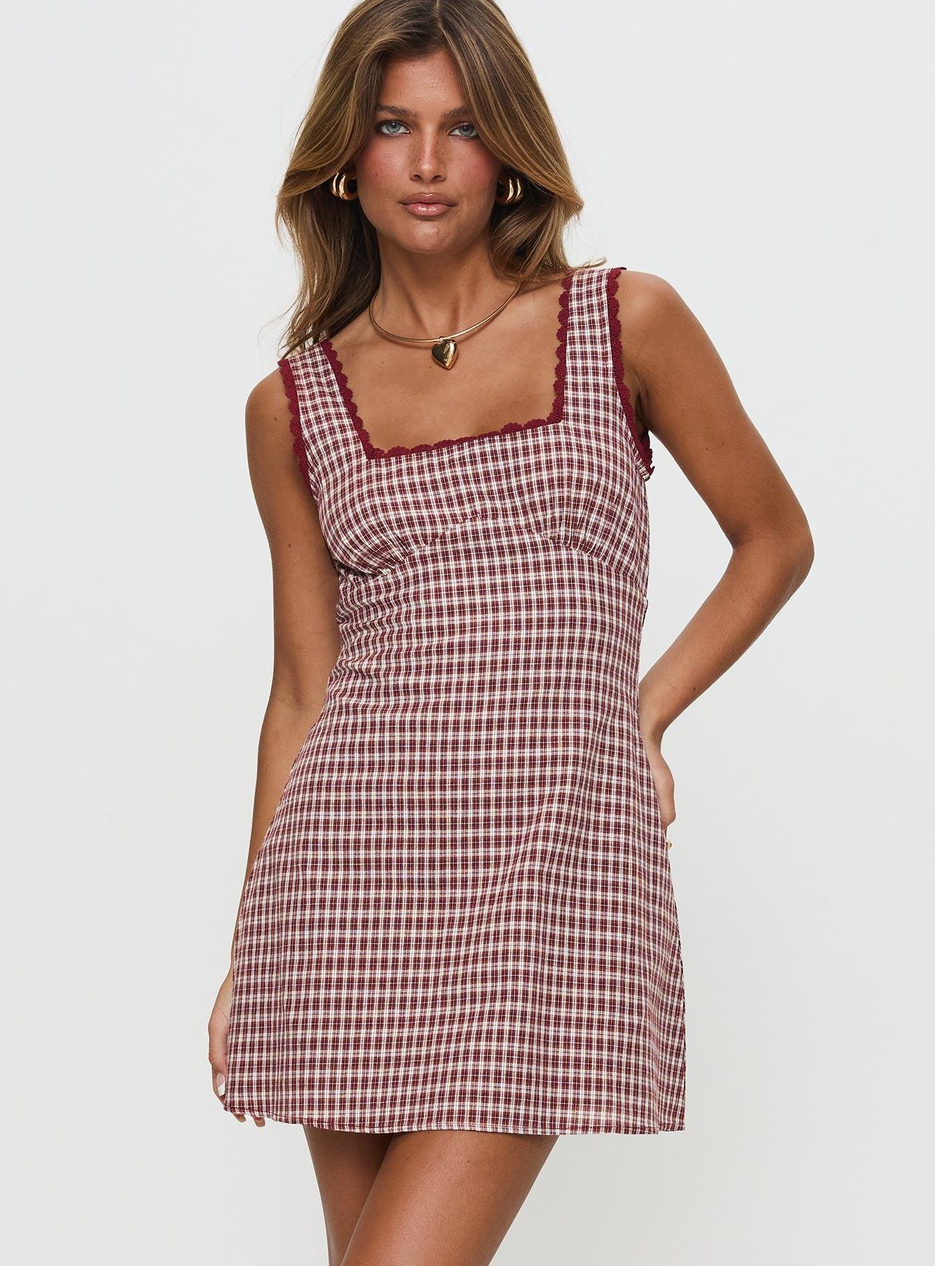 Dasha Mini Dress Red Check Petite Product Image