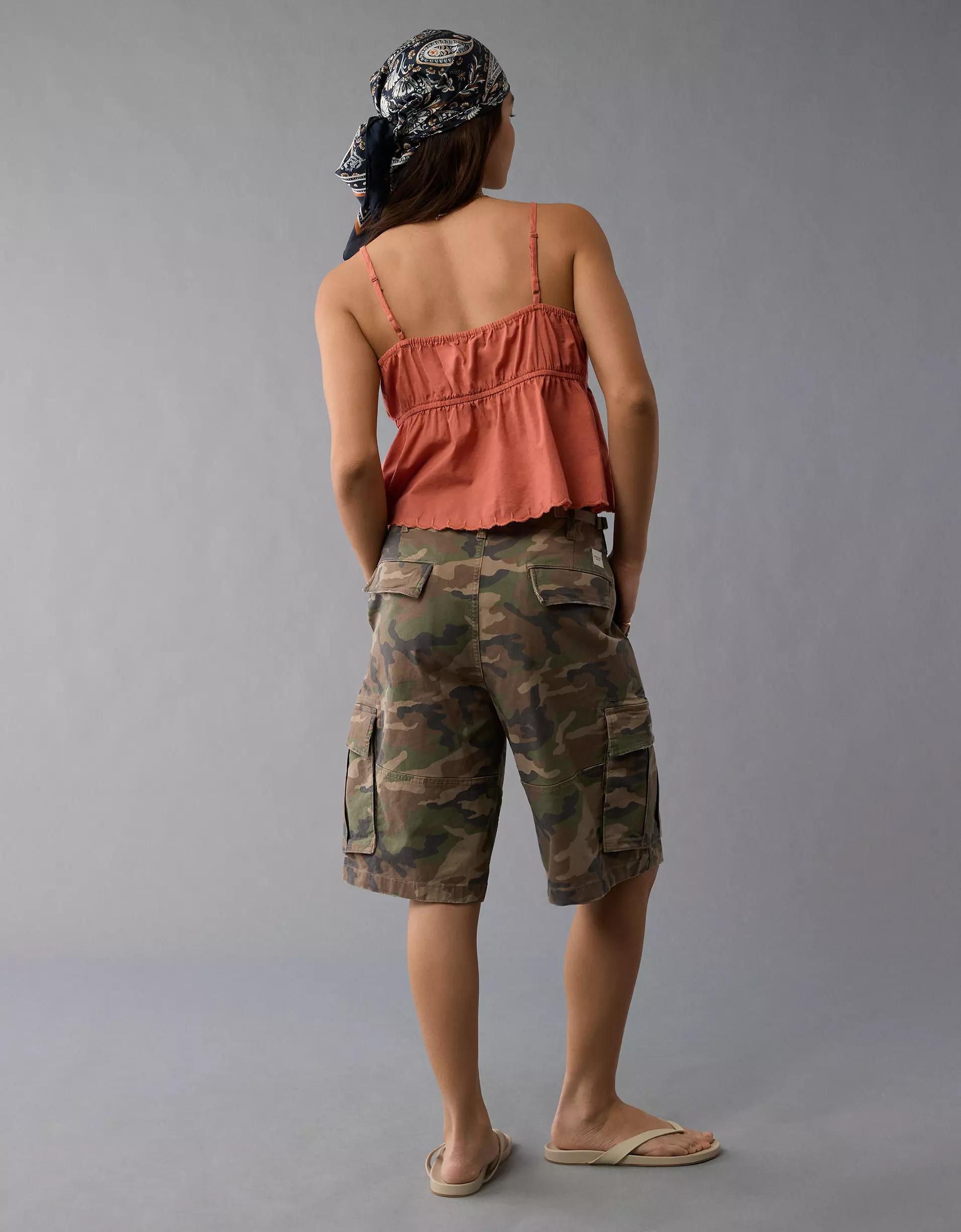 AE Tie Front Embroidered Tank Top Product Image