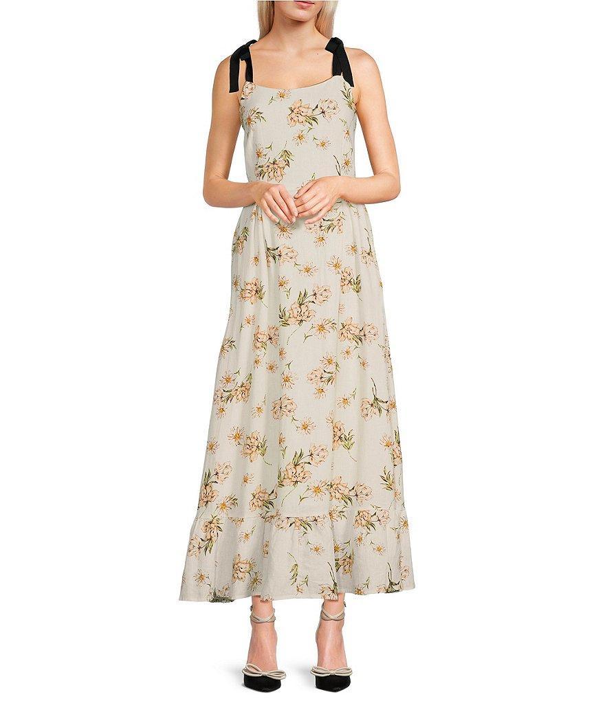 GB Floral Print Grosgrain Tie Maxi Dress Product Image
