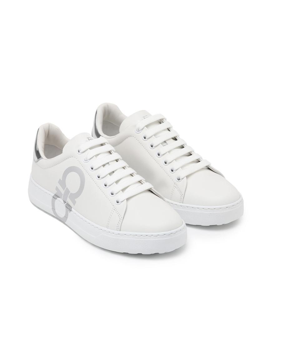 FERRAGAMO Logo Lace Up Casual Sports Shoes In White Product Image