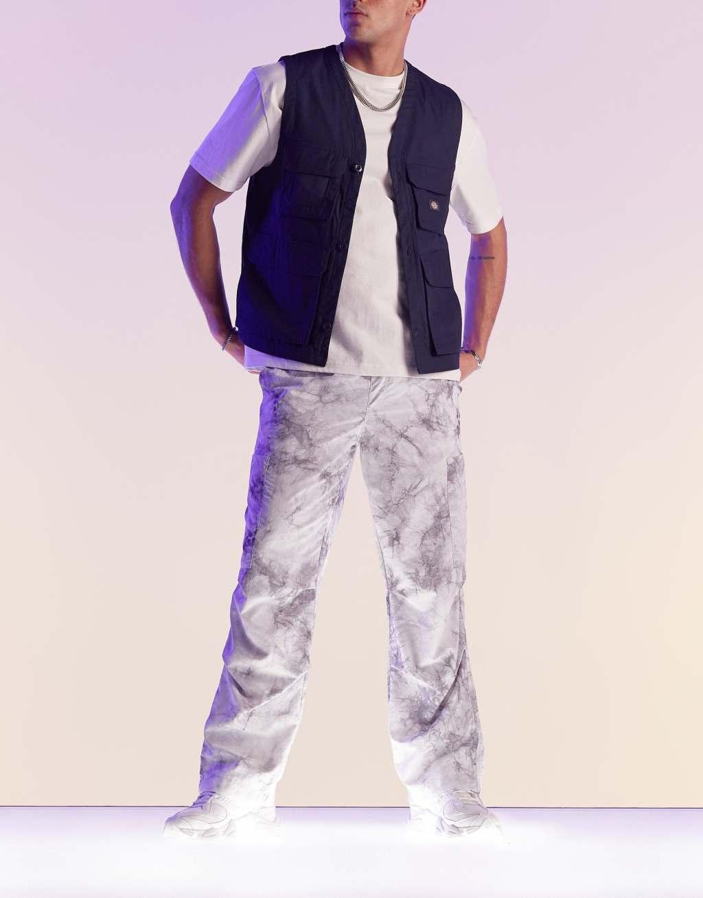 ASOS DESIGN parachute cargo pants in tie dye print Product Image