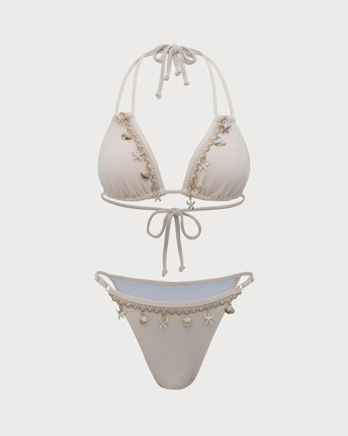 White Shell Embellished Bikini Set Product Image