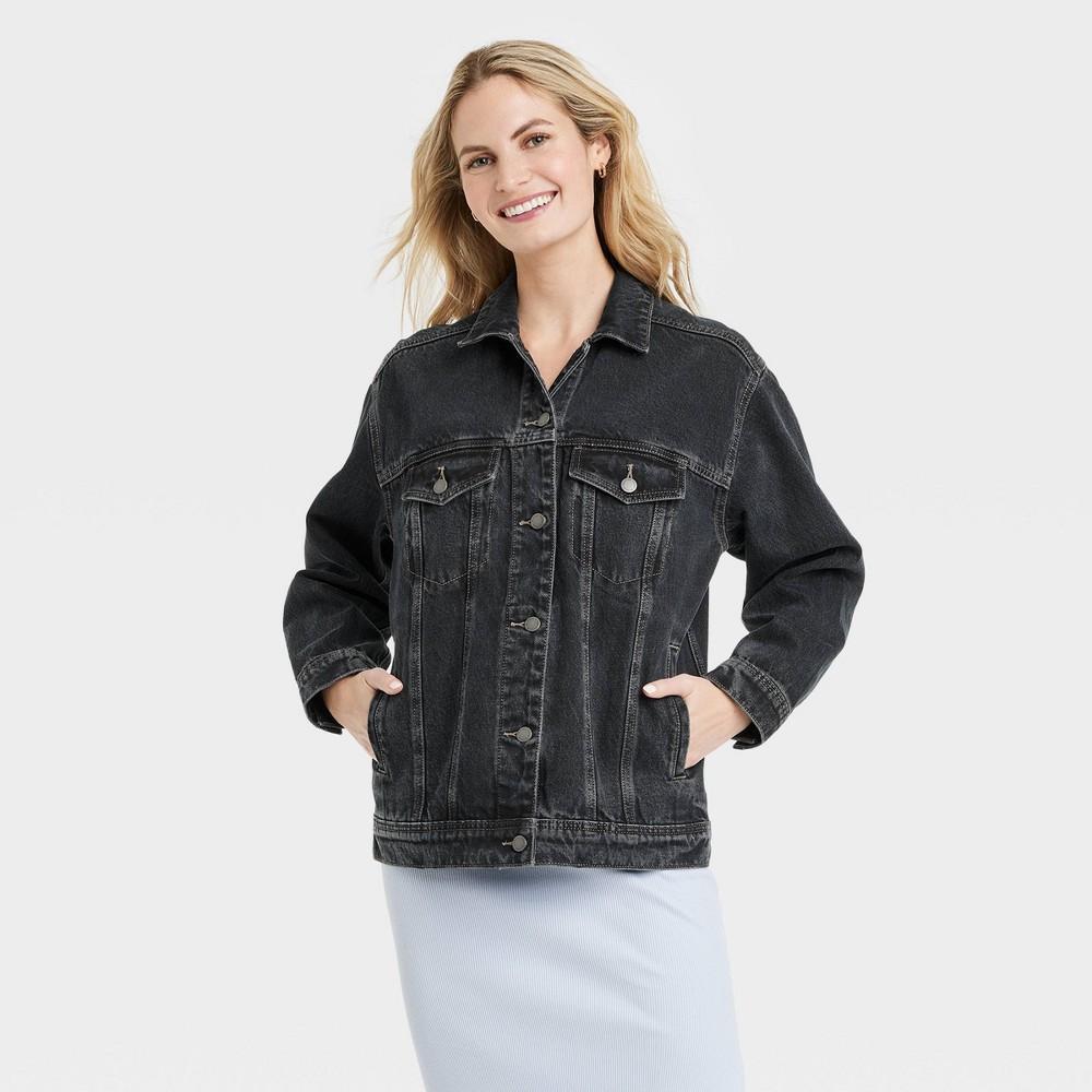 Womens 90s Baggy Trucker Jacket - Universal Thread Black Wash XL Product Image