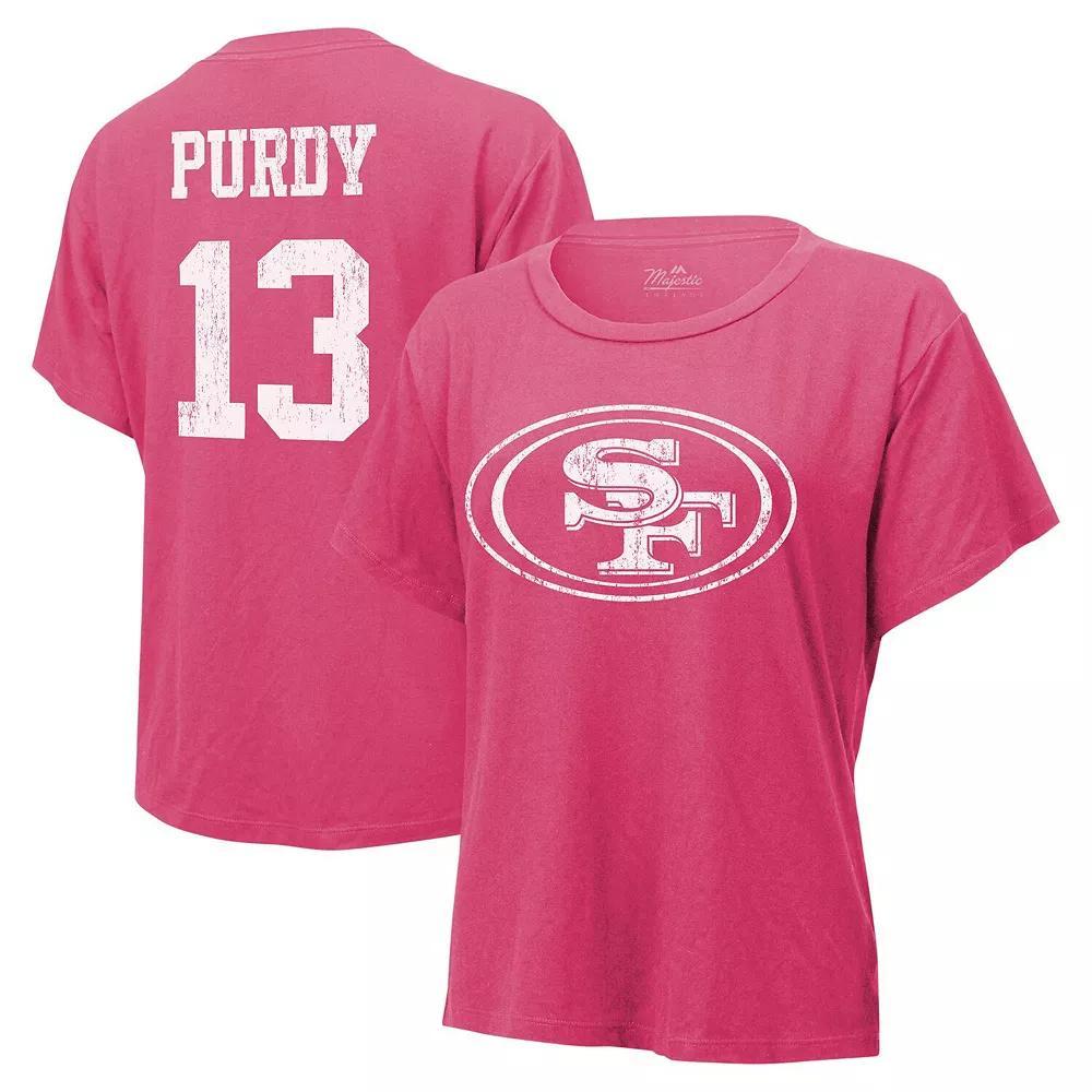 Women's Majestic Threads Brock Purdy Pink San Francisco 49ers Name & Number T-Shirt,  Product Image