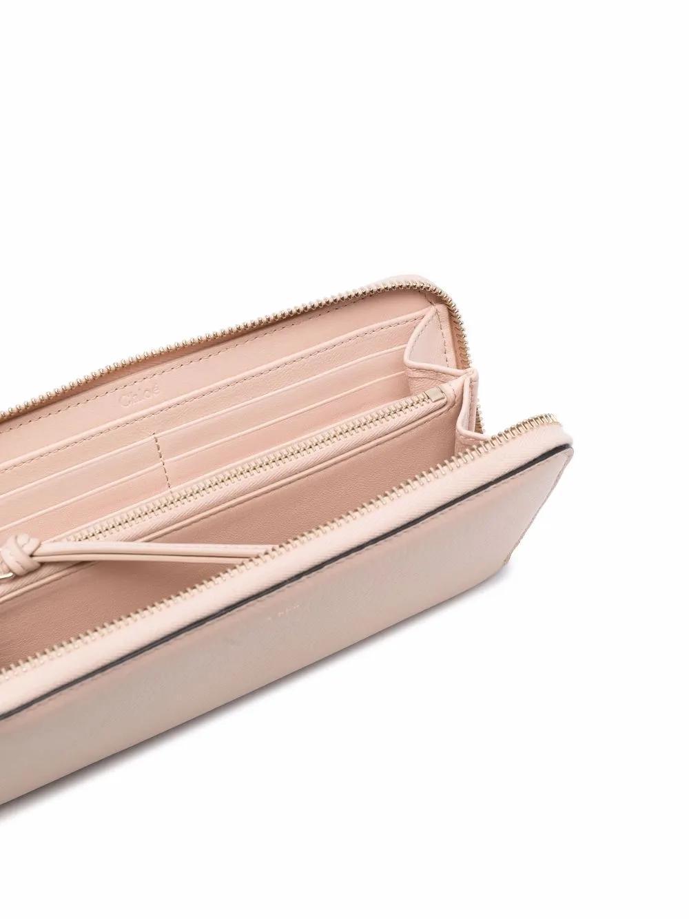 CHLOÉ Full Zip Leather Wallet In Cement Pink Product Image