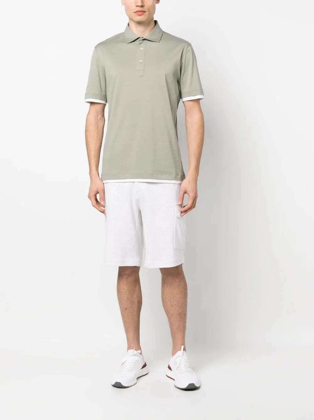 BRUNELLO CUCINELLI Slim-fit Cotton Polo Shirt In Green In Light Grey Product Image