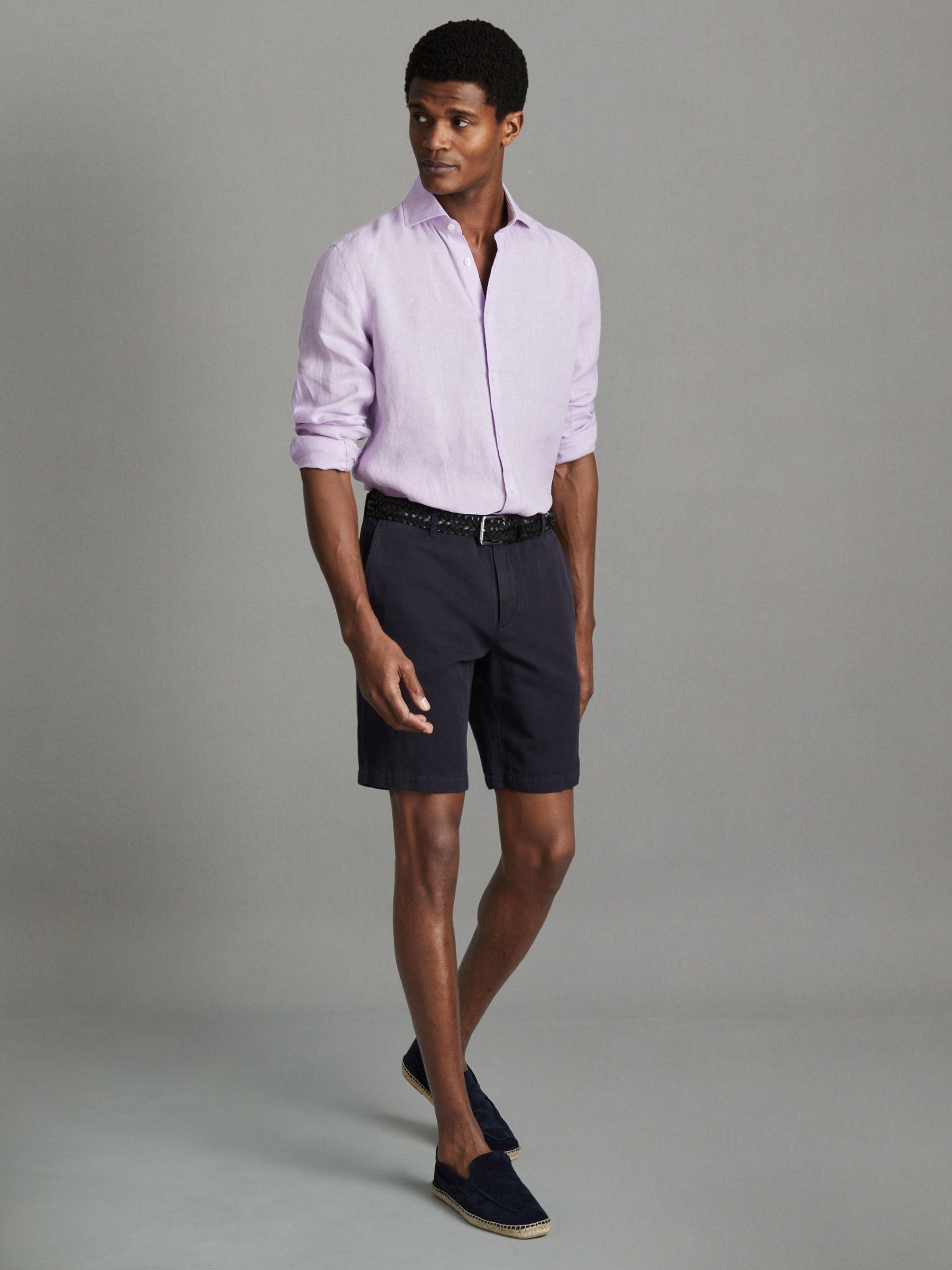 Linen Button-Through Shirt in Orchid Product Image