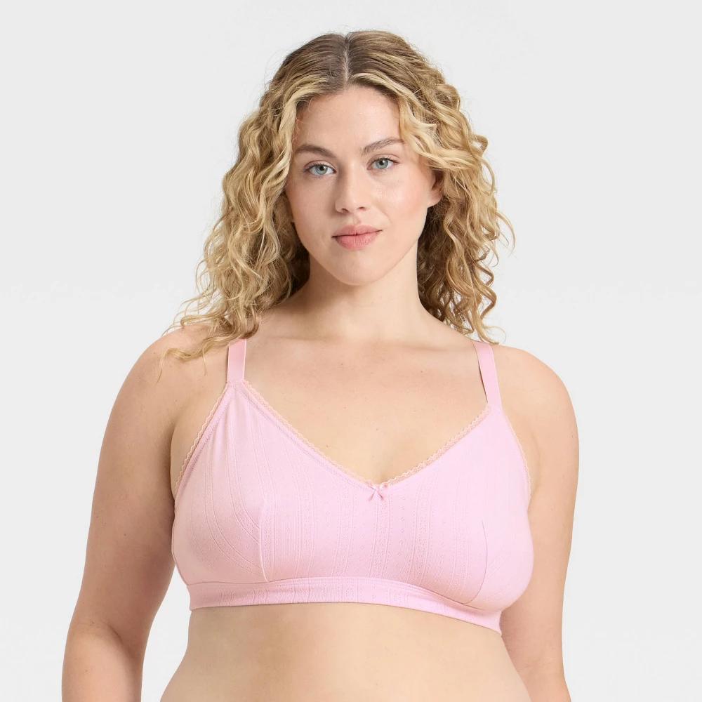 Women's Pointelle Triangle Bralette - Wild Fable™ Heathered Gray M Product Image