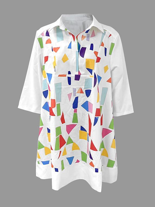 A-Line Half Sleeves Contrast Color Stand Collar Mini Dresses Product Image